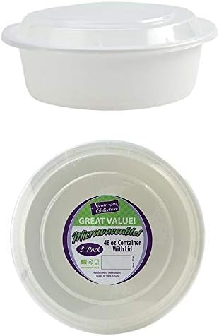 Premium Deep Round White Containers - 9" (Pack of 6) - Stackable & Leak-Proof Design | Perfect for Meal Prep, Storage & Reusable Home Organization...