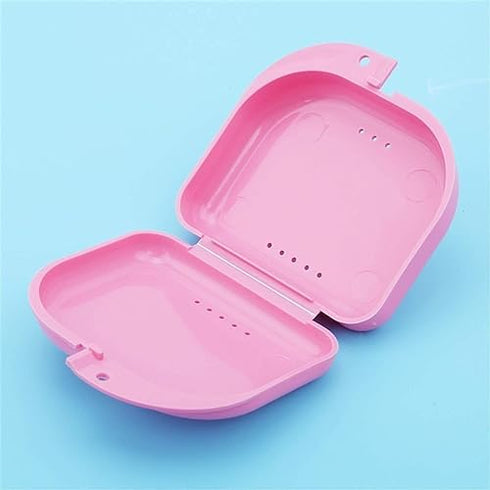 1Pc Pink Mouth Guard Case Orthodontic Retainer Box Denture Storage Container, Pink Attractive Design Easy to Clean and Store Convenient to Carry,O...