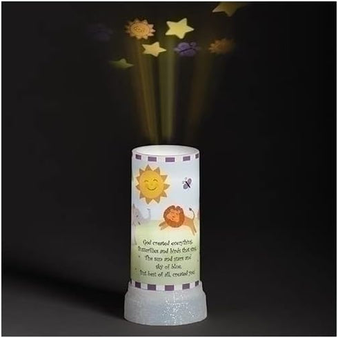 Roman LED Projector God Created Everything Night Light, 6.75-inch Height, Plastic, for Everyday Use, Nighttime, Home Décor, Church Décor...