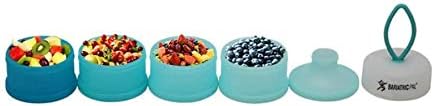 BariatricPal 4 Compartment Detachable, Stackable, and Portion Controlled Food & Powder Storage Containers (Blue-Teal)...