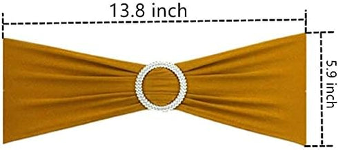 Tvoip 10PCS Chair Cover Stretch Band with Buckle Slider Sashes Bow Wedding Banquet Chair Decoration (Gold)...