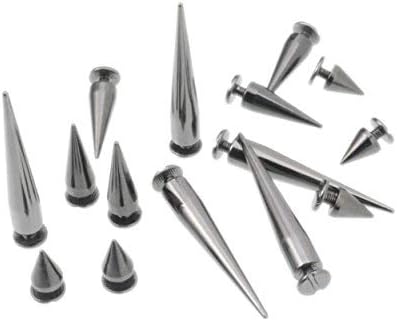 Uviviu 20 Pcs 40mm Spike and Studs, Metalic Rivet Screw on Cone for Leather Crafts Punk DIY Clothing (40MMx20Pcs, Silvery)...