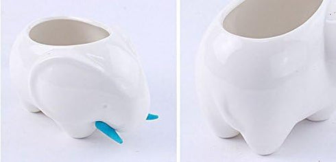 (TM New Decorative Elephant Design White Mini Ceramic Plant Flower Pot Succulent Planter w/Saucer (Elephant)...