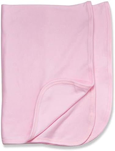 Baby Jay 100% Cotton Receiving Blanket in Blue, Pink or White Boy Girl (Pink)...