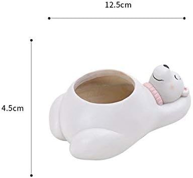 Cute Resin Polar Bear Meaty Pot by SWONVI, Succulent Pots with Drainage Resin Mini Flower Pot Garden Plants Vase Desk Flower Decoration 4.92" W X ...