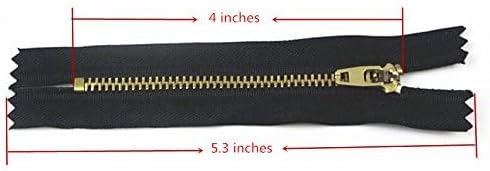 YAKA 20pcs Jeans Zippers Black Zippers Brass Black 4 inch...