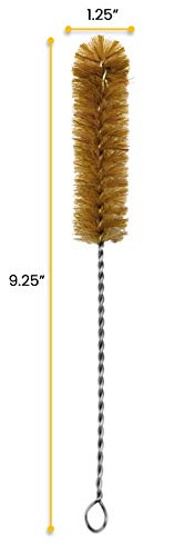 EISCO 12PK Bristle Cleaning Brushes with Fan-Shaped Ends, 9.25" - Twisted Stainless Steel Wire Handle - Ideal for 1" - 1.2" Diameter Tubes, Bottle...