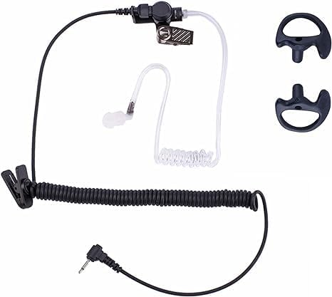 Walkie Talkie Radio Listen Only Earpiece Headset with Clear Acoustic Tube Retaining Clip & Medium earmold(3.5mm pin, 1 pcs)...
