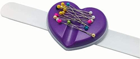 HONEYSEW New Heart Magnetic Wrist Pin Holder Sewing Pin Cushion Caddy Storage Case Sewing Tool (Purple Magnetic pin Cushion Caddy)...
