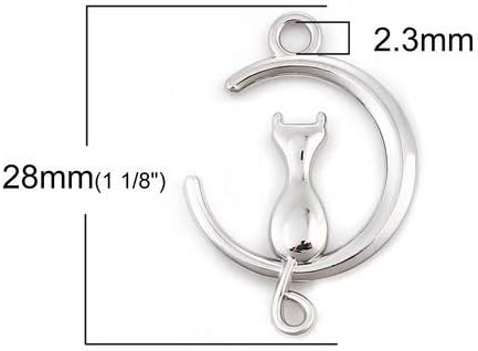 JGFinds Cat In The Moon Charm Pendants 20 Pack (10 of each), 1 1/8 x 3/4 Inch, Silver and Gold Tone...