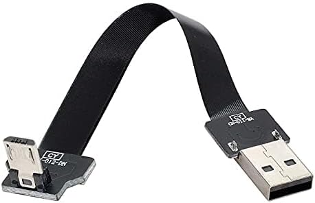 Cablecc Down Angled USB 2.0 Type-A Male to Micro USB 5Pin Male Data Flat Slim FPC Cable for FPV & Disk & Phone 200cm...