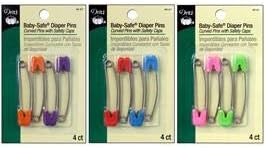 Dritz 46-67 Diaper Pins Pins, Baby Safe, Brights, (4-Count)...