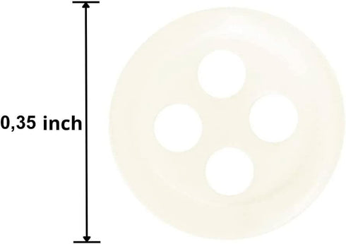 12 Pcs White Buttons - 4 Hole 14l Buttons for Sewing Size 0,35” 0,4” 0,45” Round Buttons for Crafts & DIY – Plastic 9,10,11mm Buttons - Sewing Acc...