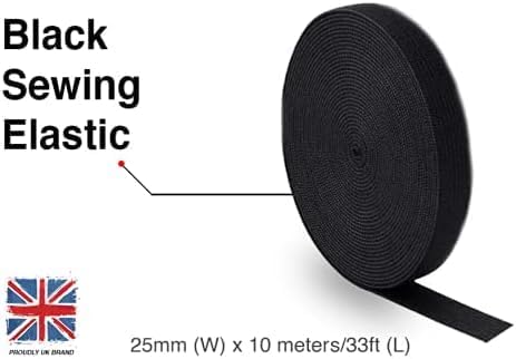 Black Elastic Band for Wigs 1 inch for Sewing Waistband x 11 Yard Spool, Wig Elastic Bands for Melting Lace, High Elasticity, Elasticos para Costu...