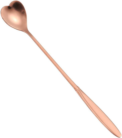 4 Pieces Heart Shaped Spoon Coffee Teaspoon 7 Inch Set Stainless Steel Long Handle Spoon Stir Bar Spoon Stirring Spoon Ice Cream Spoon Rose Gold...