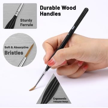 Mr. Pen Miniature Paint Brush Set - 9 Pcs, Fine Detail Paint Brushes, Tiny & Micro Point Brushes...