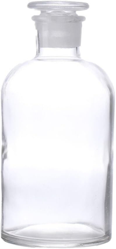 Baluue 250mL Lab Chemicals Bottle Lab Vials Clear Reagent Bottle Glass Narrow Mouth Bottle Clear Glass with Ground Glass Stopper and Graduate for ...