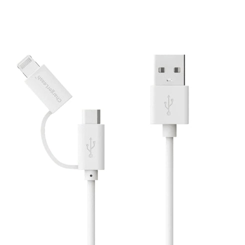 2-in-1 Micro USB and Lightning Cable for IPAD, iPhone, Android, and Tablet. 4FT iPhone and Android Charging Cable with Alarm That Makes a Sound Wh...