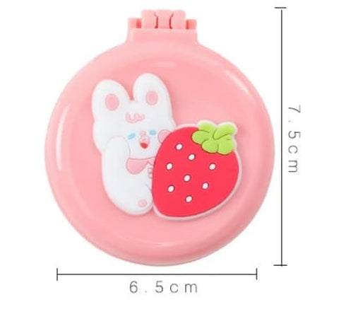 Strawberry Travel Hair Brush Pocket Comb with Mini Mirror Portable Compact Folding Hair Brushes Round Mini Compact Massage Comb for Girls and Wome...