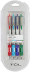 TUL Retractable Gel Pens, Medium Point, 0.7 mm, Silver Barrel, Assorted Inks, 4-Pack (Blue, Red, Green and Sky Blue)...