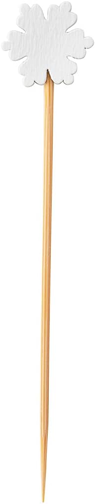 Restaurantware 3.5 Inch Snowflake Cocktail Picks, 100 Sturdy Food Picks - Sharp Point, Disposable, White Bamboo Decorative Picks, Use At Holiday P...