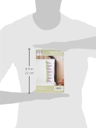 Tobin Stamped Pillowcases, Wisteria, 20" x 30" Embroidery Kit, White......