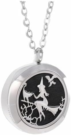 Aromatherapy Essential Oil Diffuser Stainless Steel 30MM Silver Magnetic Locket Pendant 2 Sizes Chain Necklace, Refill Pads & Diffuser Bracelet in...