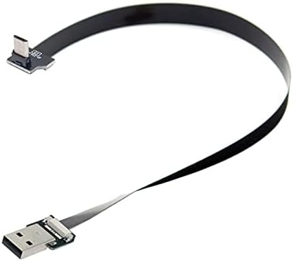 Cablecc Up Angled USB 2.0 Type-A Male to Micro USB 5Pin Male Data Flat Slim FPC Cable for FPV & Disk & Phone 200cm...