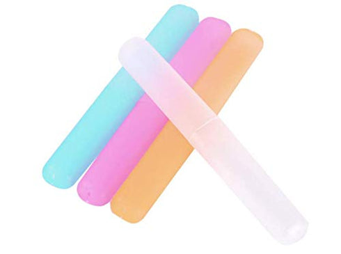 4 Pcs Colorful Plastic Toothbrush Case Portable Toothbrush Case Holder for Daily and Travel Use...