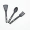 Kitchen Cooking Tools 3Pcs Mini Nylon Kitchen Utensils Set Slotted Turner Solid Spoon Fork Children Dinner Tools (black)...