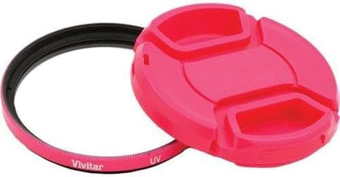 Vivitar 55mm UV Filter and Snap-On Lens Cap - Pink...