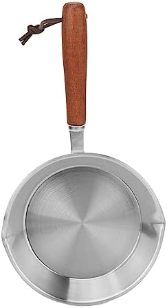 Sonew Mini Stainless Steel Frying Pan, 16CM Non Stick One Egg Frying Pan with Solid Wood Handle for Induction Cooker Portable Pan for Household Re...