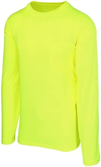 Safety Works High Visibility Economy Long Sleeve Shirt with Pocket, Performance Wicking Material, Breathable, Yellow, Large, (SW46406-L)...
