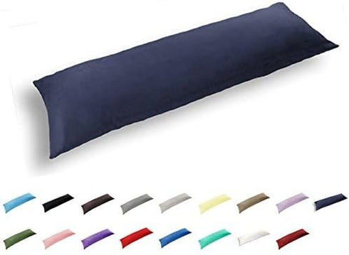 TAOSON 100% Cotton 300 Thread Count Body Pillow Cover Pillowcase Pillow Protector Cushion Cover with Zippers Only Cover No Insert (Navy Blue,21"x5...