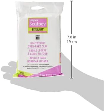 Polyform Super Sculpey Ultralight White, Lightweight, Non Toxic. Soft, Sculpting Modeling Polymer clay, Oven-bake clay, 8 oz bar. Great for all ad...