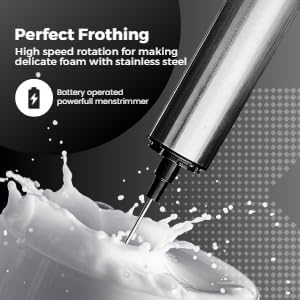 Electric Milk Frother Handheld, Stainless Steel Electric Coffee Frother Battery Operated Whisk Beater Foam Maker High Speed Handheld Foam Maker Dr...