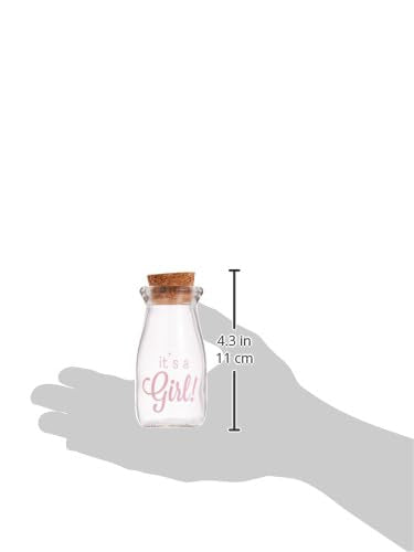 Kate Aspen 12 Piece Vintage Milk Favor Jar, DIY Baby Shower Party Favor, Centerpiece, Bud Vase, It's a Girl/Pink...