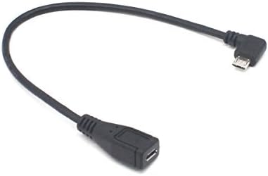 RIIPOO Micro USB Extension Cable Right Angle Micro B USB Extension Cable, 25 CM, Micro USB 5 Pin Male to Female, Sync Charging and Data Transferri...