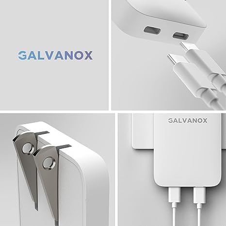 Flat 2-Port USB C Wall Charger, Ultra Slim Dual Power Adapter with Type-C Cable (20W) Fast Charging for iPhone 15, Pro Max/Samsung Galaxy Models (...