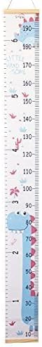 Kids Growth Chart, Wood Frame Fabric Canvas Height Measurement Ruler from Baby to Adult for Child's Room Decoration 7.9 x 79in (7.9 x 79in, Blue D...