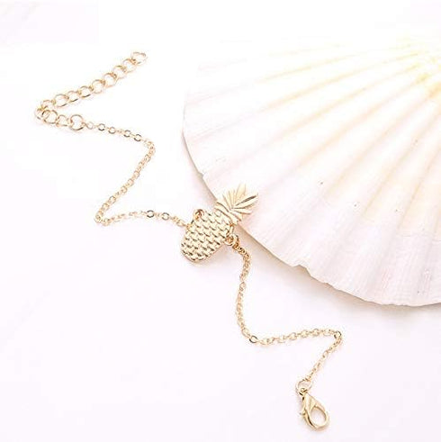 REETAN Boho Beach Anklets Gold Pineapple Fashion Ankle Bracelet Adjustable Foot Jewelry for Women...