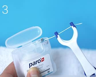 Paro Floss Holder and Paro Riser Floss Mint, Waxed, Fluoridated, Floss 50M...