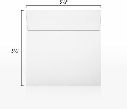 LUXPaper Square Invitation Envelopes | Peel & Press | 5 1/2" x 5 1/2" | Bright White | 80lb. Text | 50 Qty...