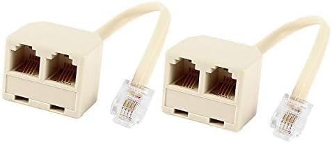 RUIAN Telephone Splitter 6P4C 4 Pin RJ11 Dual Female to RJ11 4 Pin Male Socket Plug Cord 2-Way Cable Splitter Adapter for Landline Telephone,2 Pcs...