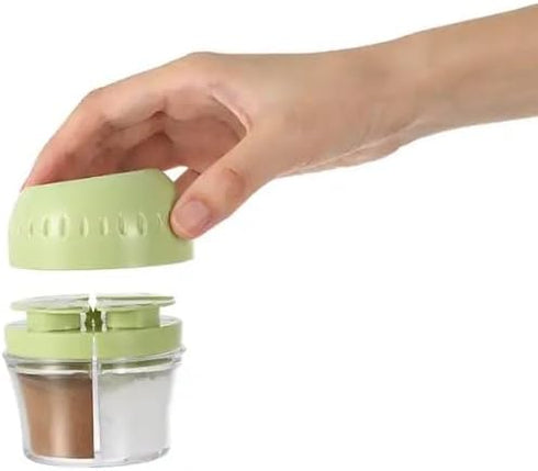 4 Compartment Spice Jar - Plastic Jar with Lids - Airtight Storage for Kitchen Counter...