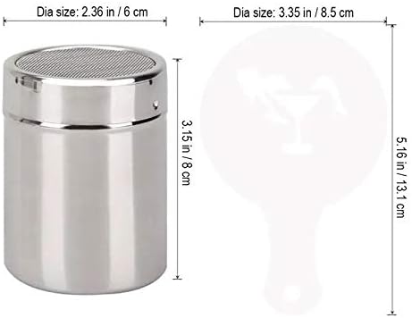 2Pcs Sugar Shaker Stainless Chocolate Shaker Cocoa Flour Icing Sugar Powder Coffee Sifter Lid Shaker+16Pcs Coffee Stencils Template Duster Spray...