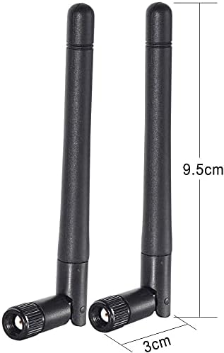 Bingfu Dual Band Wifi Antenna 2.4GHz 5GHz 5.8GHz 3dBi MIMO RP-SMA Male (2-Pack) + 2 x 12 inch u.fl to Rp-sma Cable for WiFi Router Wireless Mini P...
