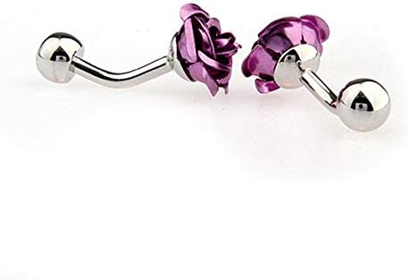 Rose Purple Flower Pair Cufflinks in a Presentation Gift Box & Polishing Cloth...