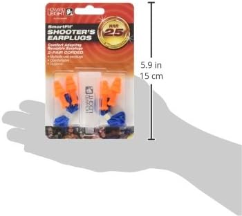 Howard Leight by Honeywell SmartFit Corded Reusable Shooting Earplugs, 2-Pairs (R-01520), Orange With Blue...