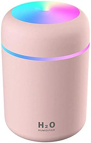 Kamon 300ml Mini Ultrasonic Cool Mist Humidifier, 7 Color LED Night Light, 2 Mist Mode, Auto Shut-Off for Car, Home, Office, Travel (Pink)...